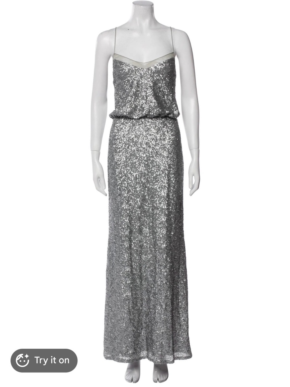 Badgley Mischka sequin silver gown Size 4